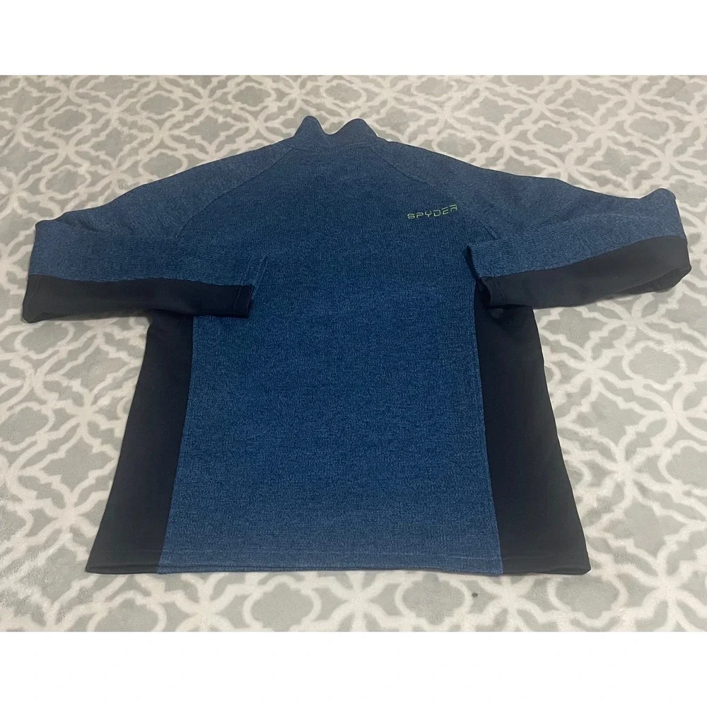Spyder Men's Blue Black 1/4 Zip Fleece Pullover Athletic Top Size‎ L